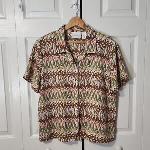 Alfred Dunner Womens Abstract Print Top Size 18 Button Art To Wear Southwestern